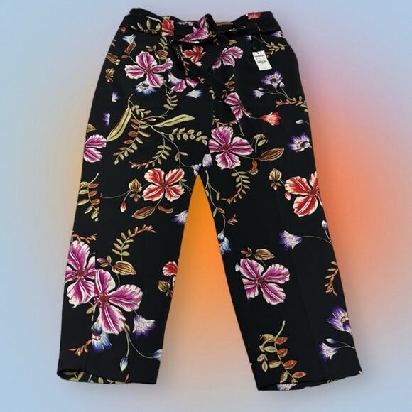 EXPRESS Women’s 8S Black Floral Casual Pants - Picture 1 of 4